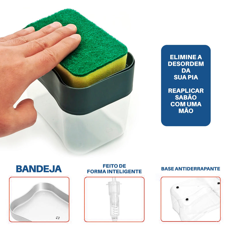 Dispenser De Detergente 2 Em 1 - C/ Esponja Dolce Home