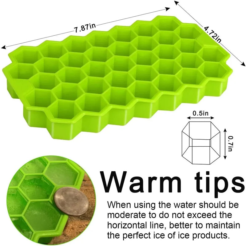 Forma de Gelo Silicone 37 Cavidades - Reutilizável com Tampa Removível